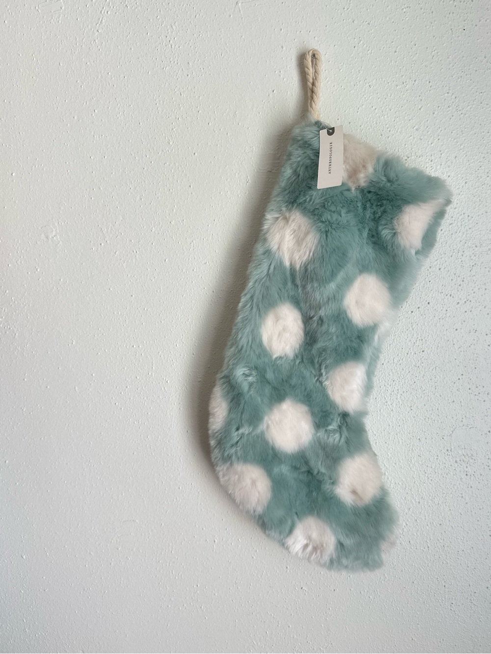 Anthropologie Faux Fur Polka Dot Stocking